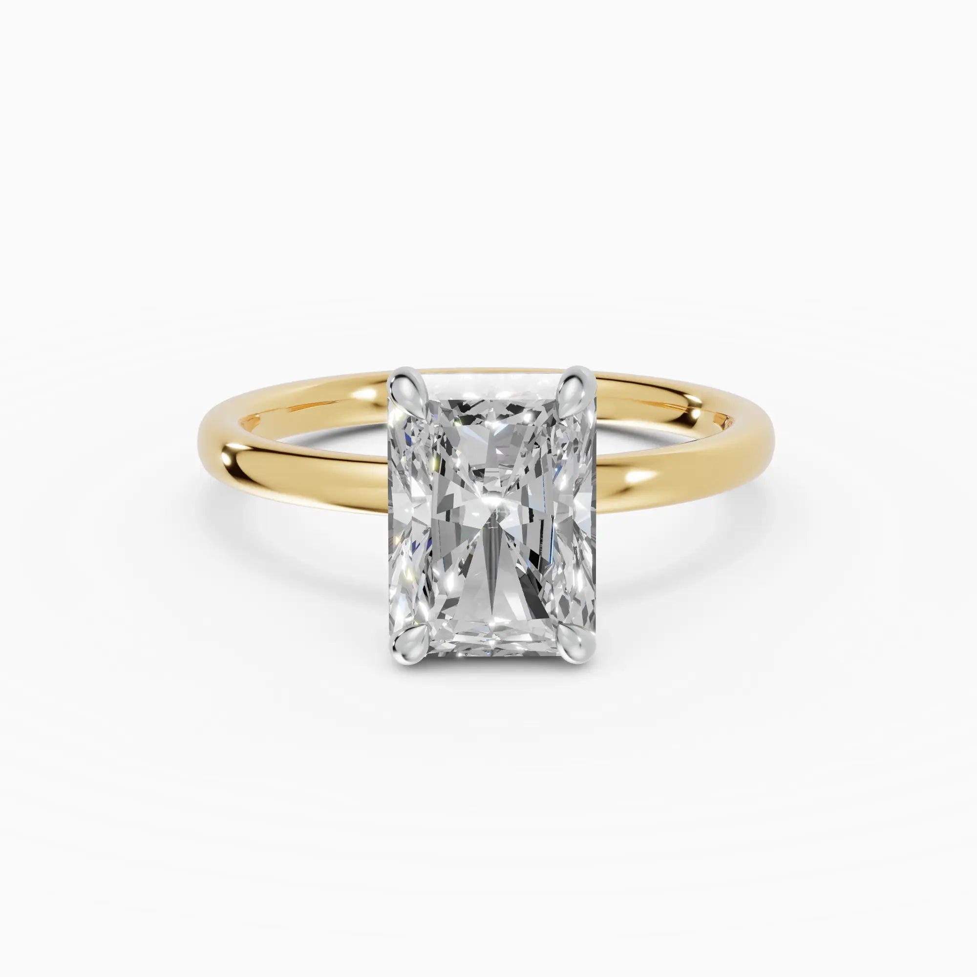 Anillo de compromiso GAIA radiante solitario bicolor oro amarillo y oro blanco 18k