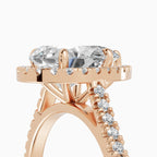 HELIA pear halo with cathedral setting engagement ring - lifestyle