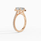 HELIA pear halo with cathedral setting engagement ring - comparison