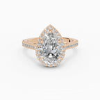 HELIA pear halo with cathedral setting engagement ring - measurements