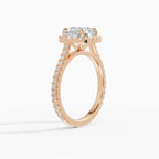 HELIA round brilliant halo with cathedral setting engagement ring - comparison