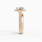 HELIA round brilliant halo with cathedral setting engagement ring - in context