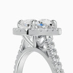 HELIA cushion halo with cathedral setting engagement ring - lifestyle