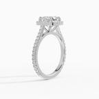 HELIA cushion halo with cathedral setting engagement ring - comparison