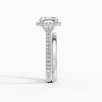 HELIA cushion halo with cathedral setting engagement ring - in context