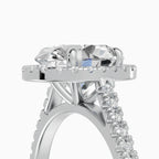 HELIA oval halo with cathedral setting engagement ring - back view