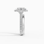 HELIA oval halo with cathedral setting engagement ring - close-up