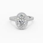 HELIA oval halo with cathedral setting engagement ring - band detail
