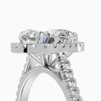 HELIA pear halo with cathedral setting engagement ring - back view
