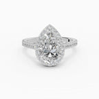 HELIA pear halo with cathedral setting engagement ring - band detail