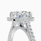 HELIA round brilliant halo with cathedral setting engagement ring - close-up