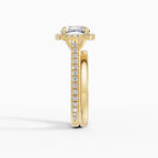 HELIA cushion halo with cathedral setting engagement ring in 18k rose gold - top view