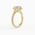 HELIA oval halo with cathedral setting engagement ring in white gold - side view