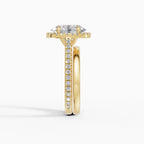 HELIA oval halo with cathedral setting engagement ring in 18k rose gold - top view
