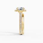 HELIA round brilliant halo with cathedral setting engagement ring in 18k rose gold - top view