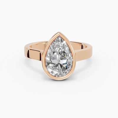 Anillo de compromiso HERA pera solitario biselado - galería