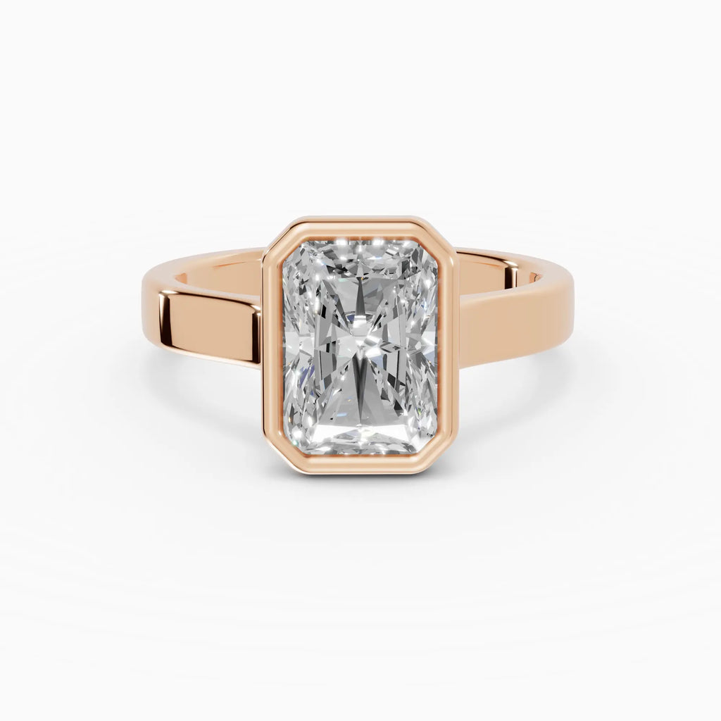 Anillo de compromiso HERA radiante solitario biselado - primer plano