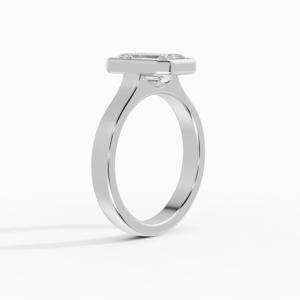 Anillo de compromiso HERA esmeralda solitario biselado