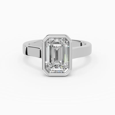 Anillo de compromiso HERA esmeralda solitario biselado - galería