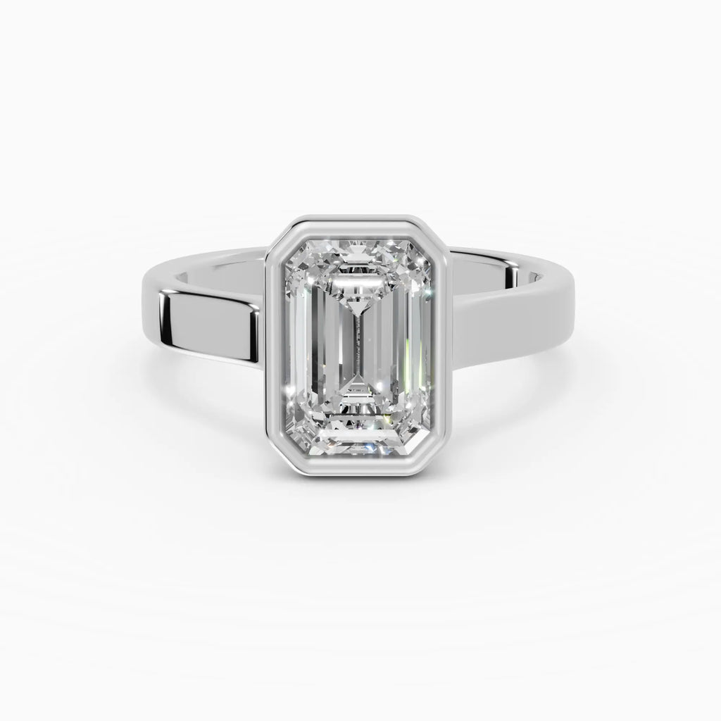 Anillo de compromiso HERA esmeralda solitario biselado - galería