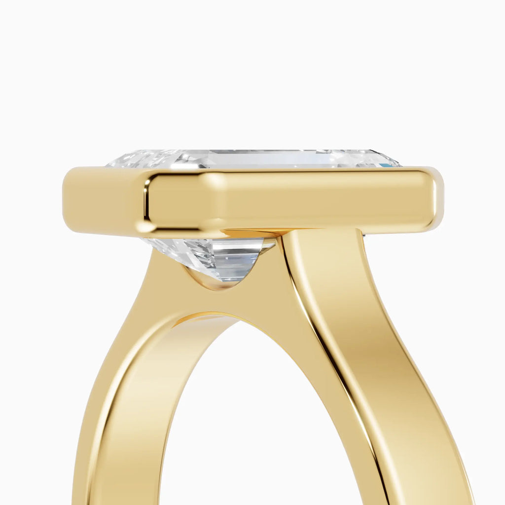 Anillo de compromiso HERA esmeralda solitario biselado - detalle banda