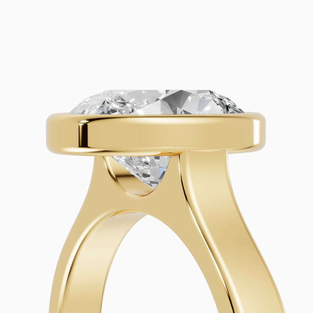 Anillo de compromiso HERA oval solitario biselado - detalle banda