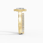 Anillo de compromiso HERA oval solitario biselado en oro amarillo 14k - detalle engaste