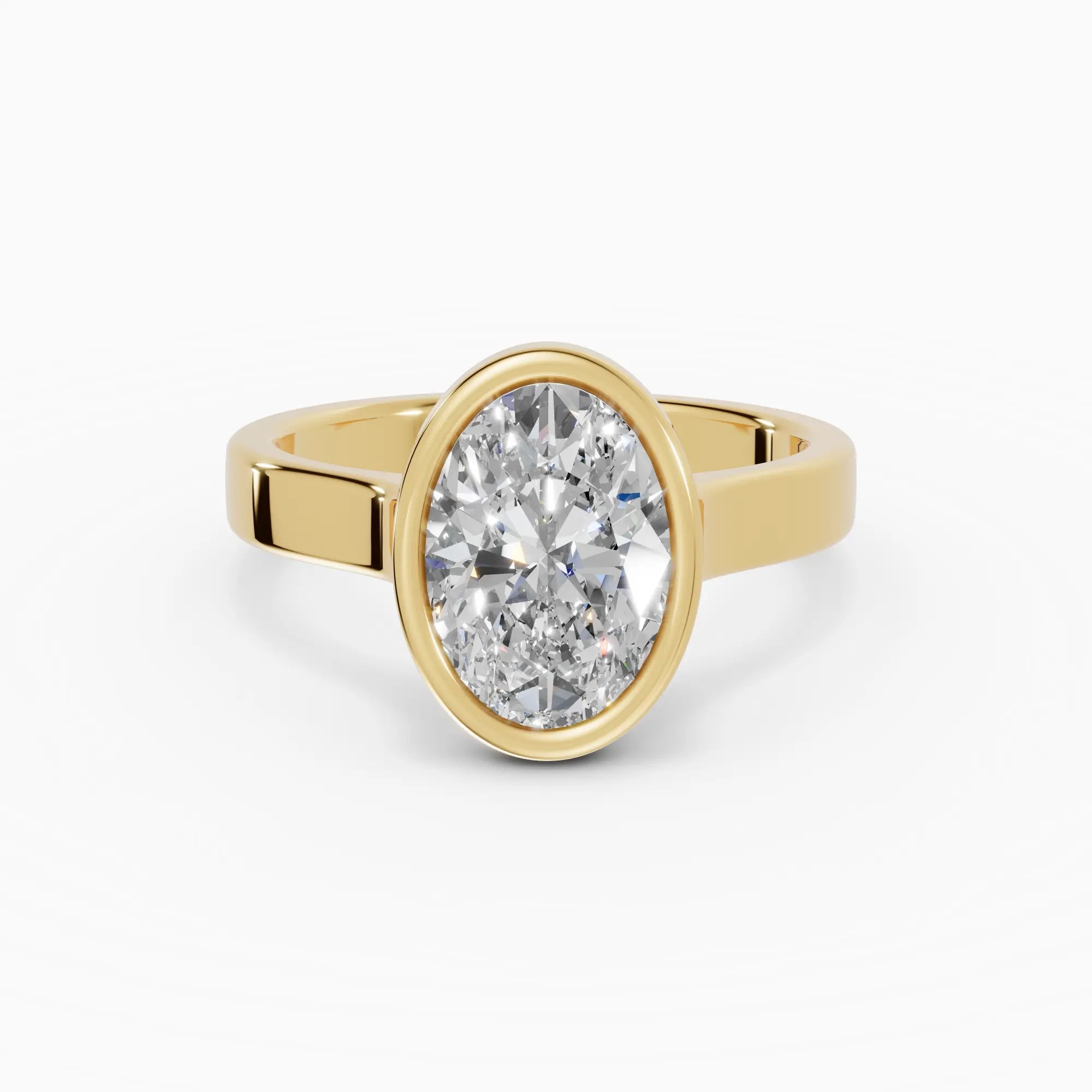 Anillo de compromiso HERA oval solitario biselado en oro amarillo 18k