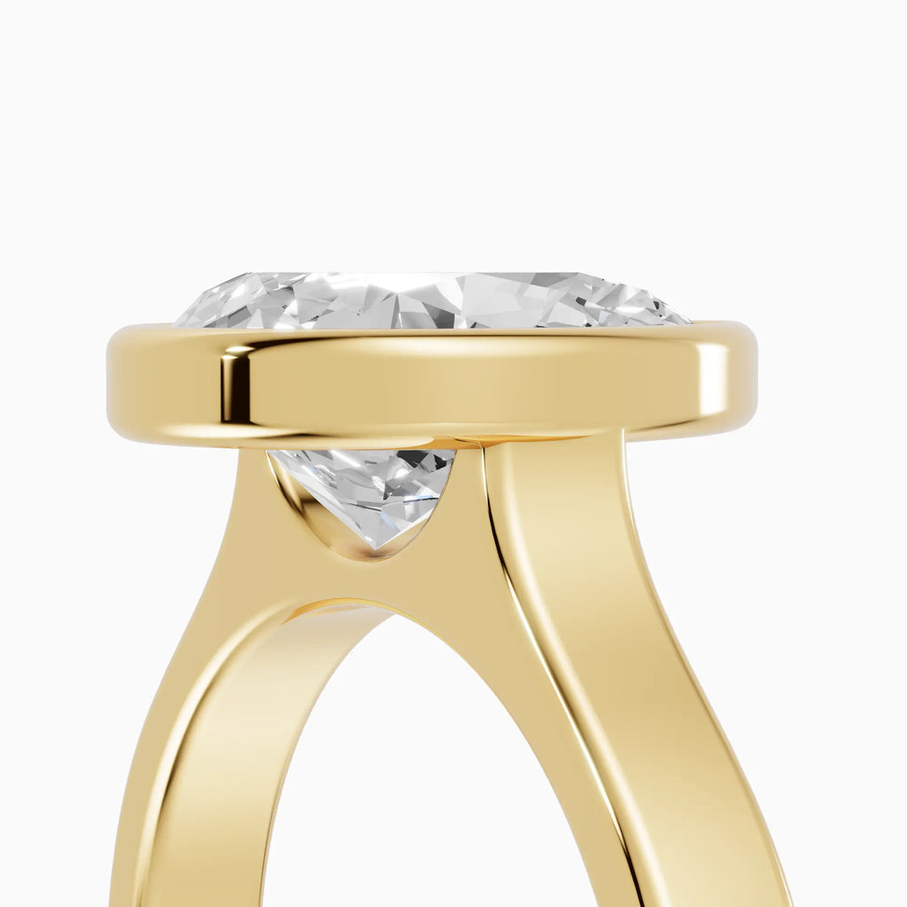 Anillo de compromiso HERA pera solitario biselado - detalle banda