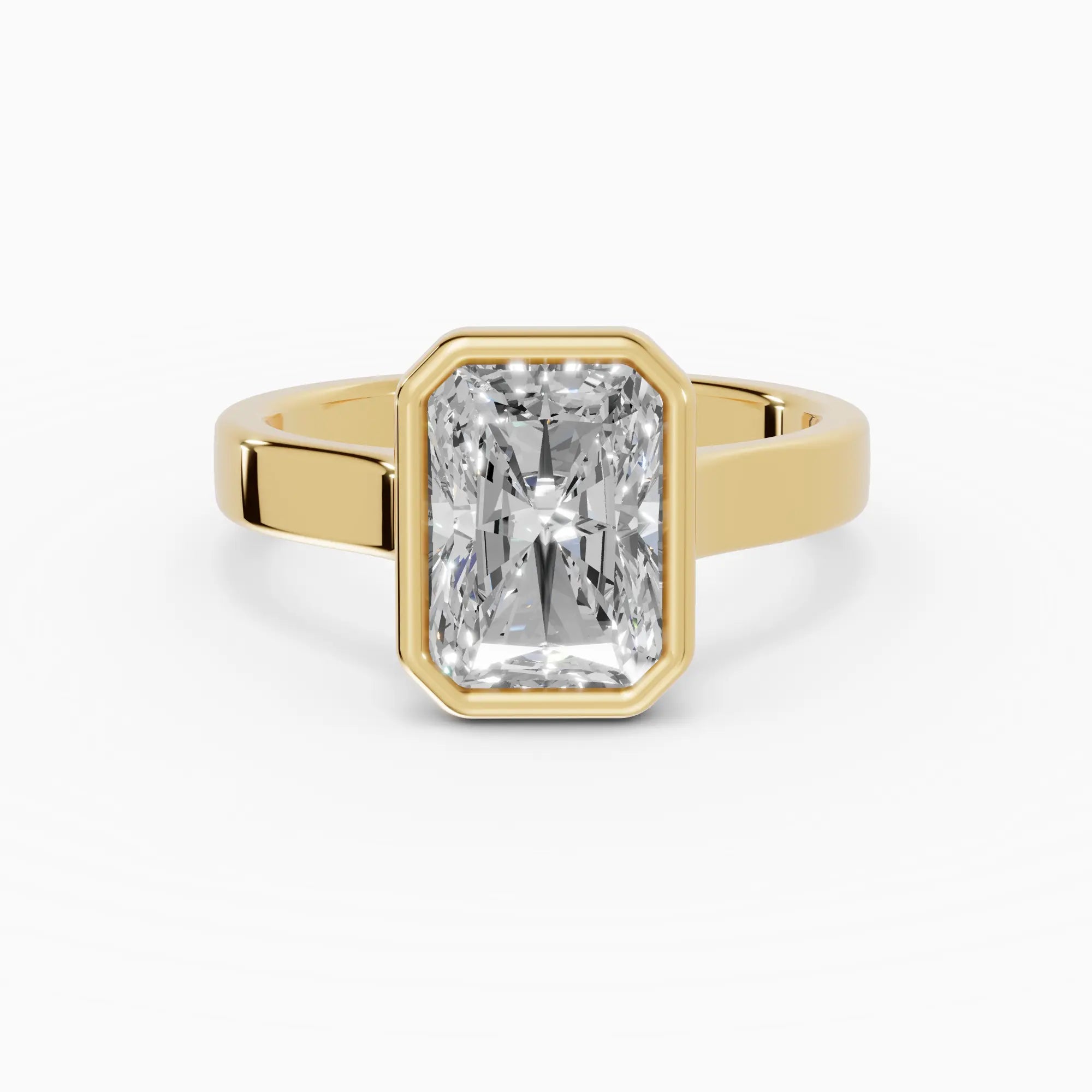 Anillo de compromiso HERA radiante solitario biselado en oro amarillo 18k