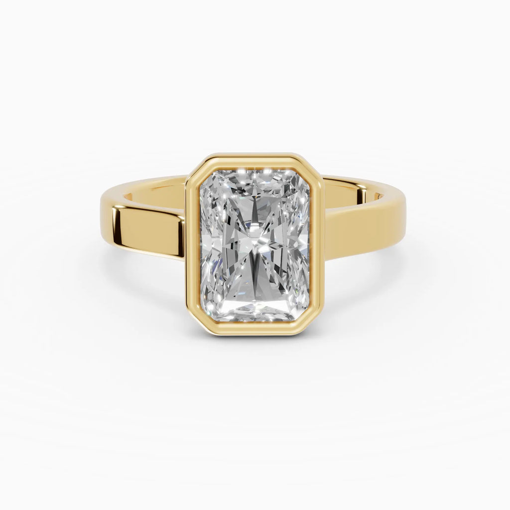 Anillo de compromiso HERA radiante solitario biselado en oro amarillo 18k