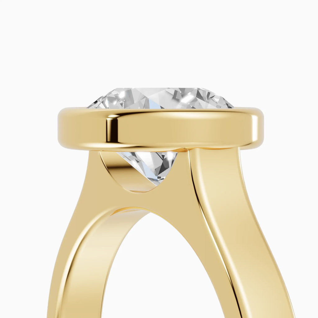 Anillo de compromiso HERA brillante solitario biselado - detalle banda