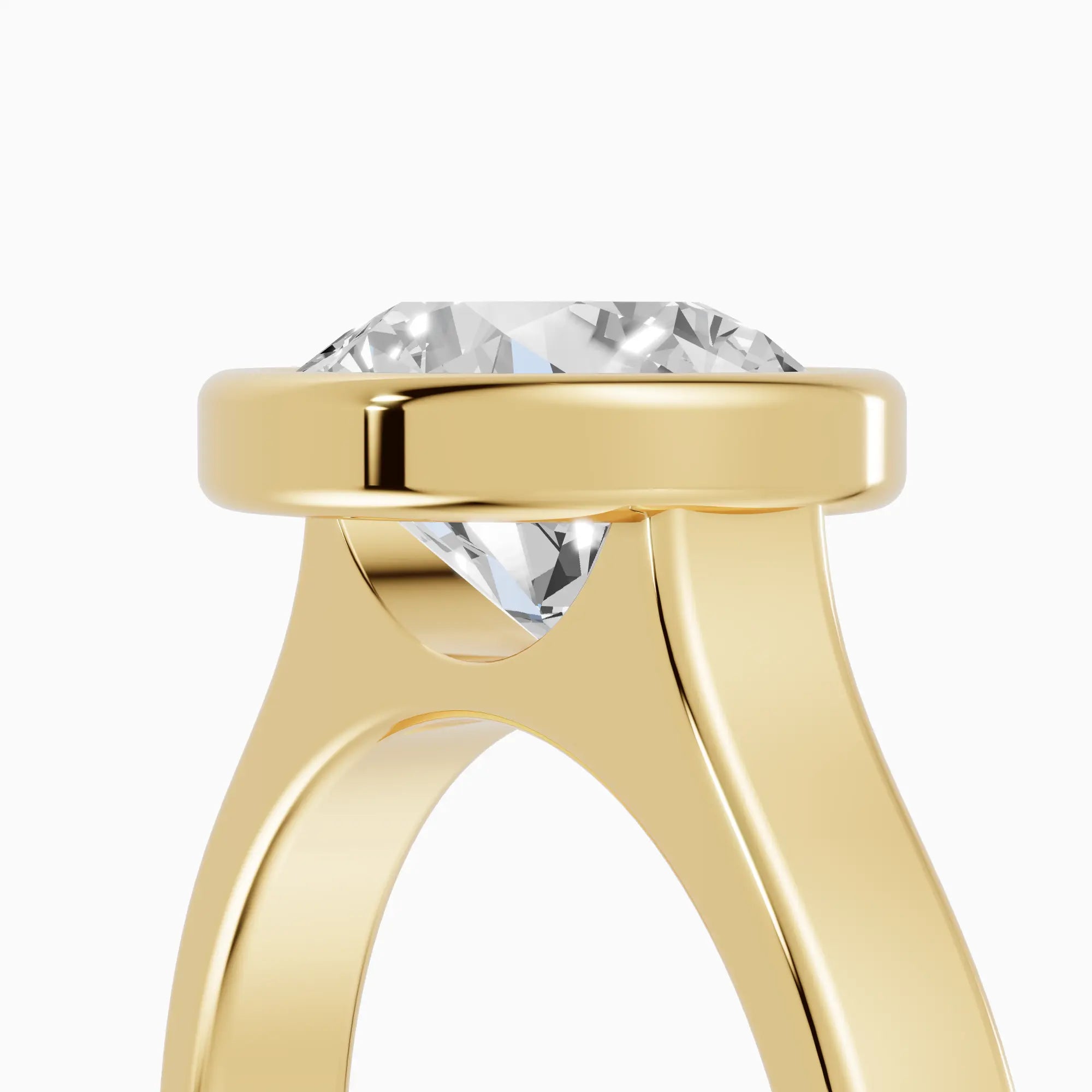 Anillo de compromiso HERA brillante solitario biselado - detalle banda