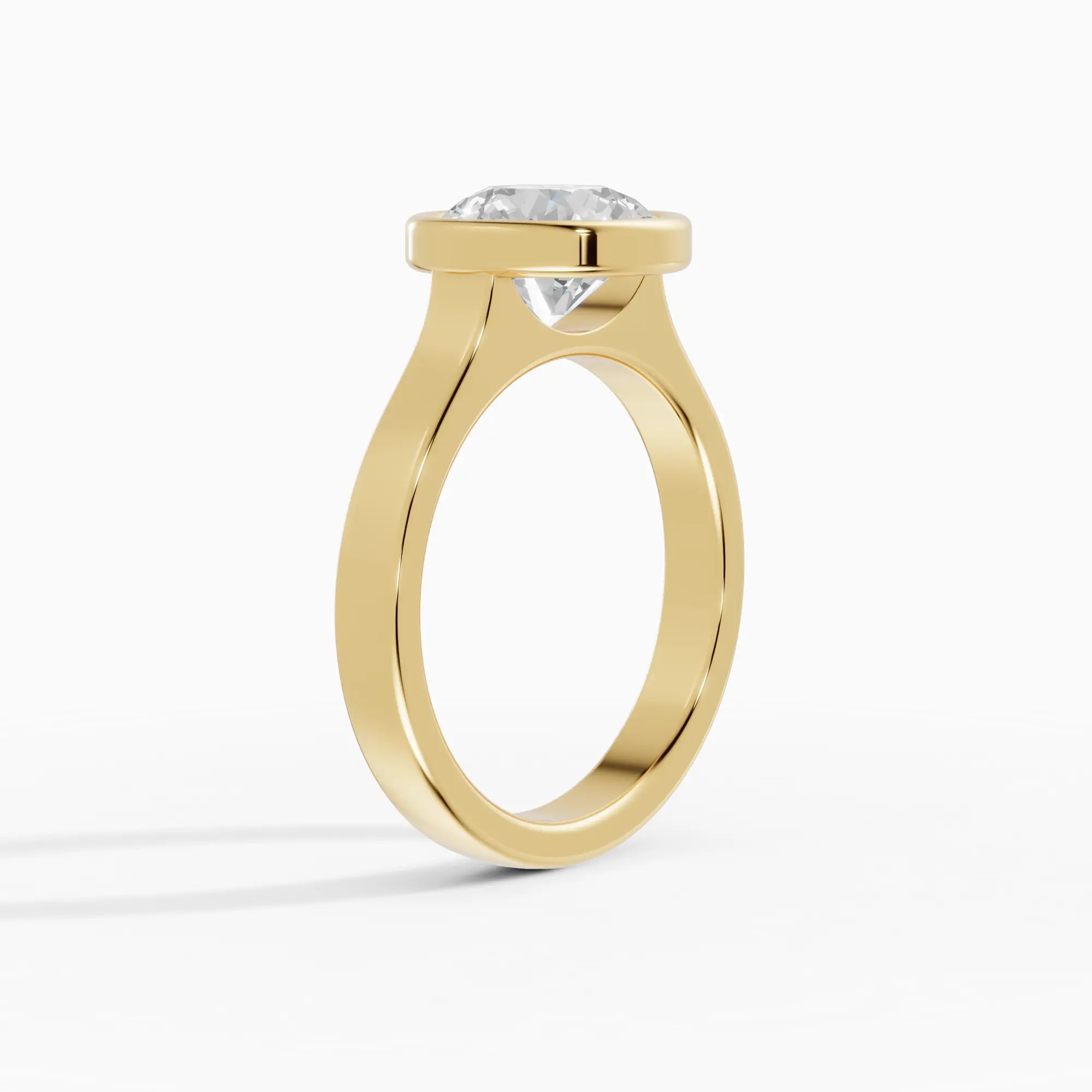 Anillo de compromiso HERA brillante solitario biselado en oro amarillo - vista lateral