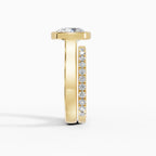 Anillo de compromiso HERA brillante solitario biselado en oro amarillo 14k - detalle engaste