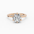 MAGNOLIA round brilliant floral setting solitaire engagement ring - measurements