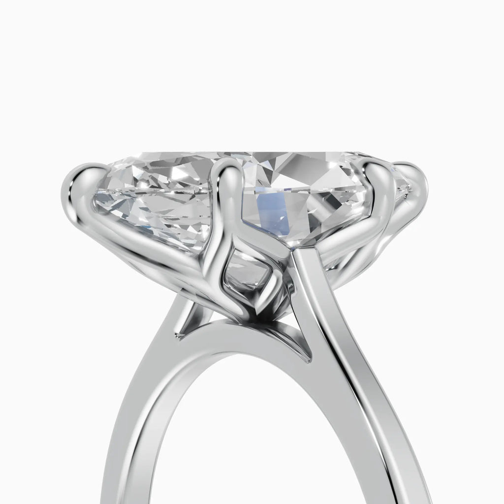 Anillo de compromiso MAGNOLIA marquesa solitario engaste floral - vista trasera