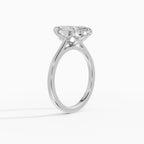 MAGNOLIA marquise floral setting solitaire engagement ring - worn on hand