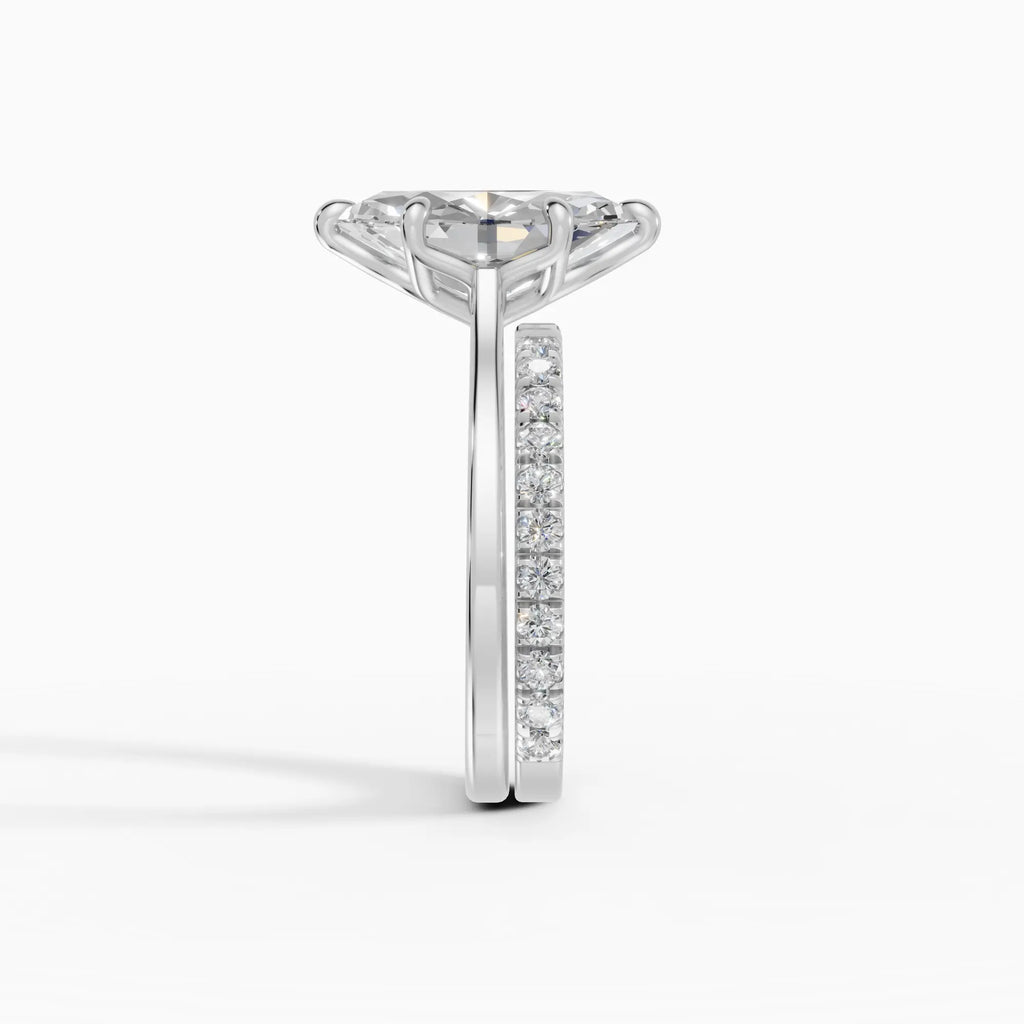 Anillo de compromiso MAGNOLIA marquesa solitario engaste floral - primer plano