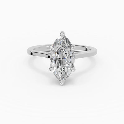 Anillo de compromiso MAGNOLIA marquesa solitario engaste floral - detalle banda