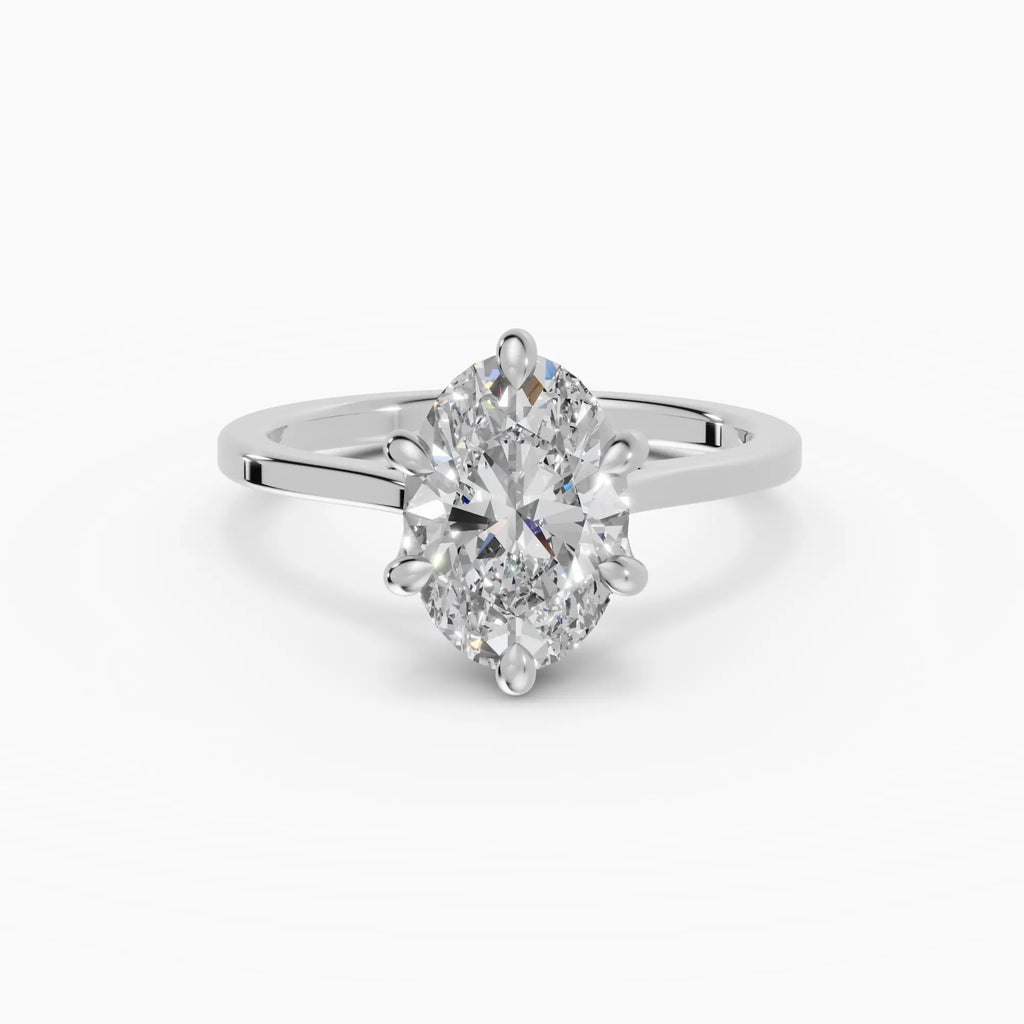 Anillo de compromiso MAGNOLIA oval engaste floral - detalle banda