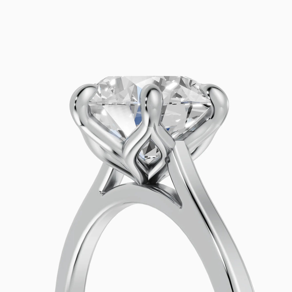 MAGNOLIA | Anillo solitario brillante engaste floral