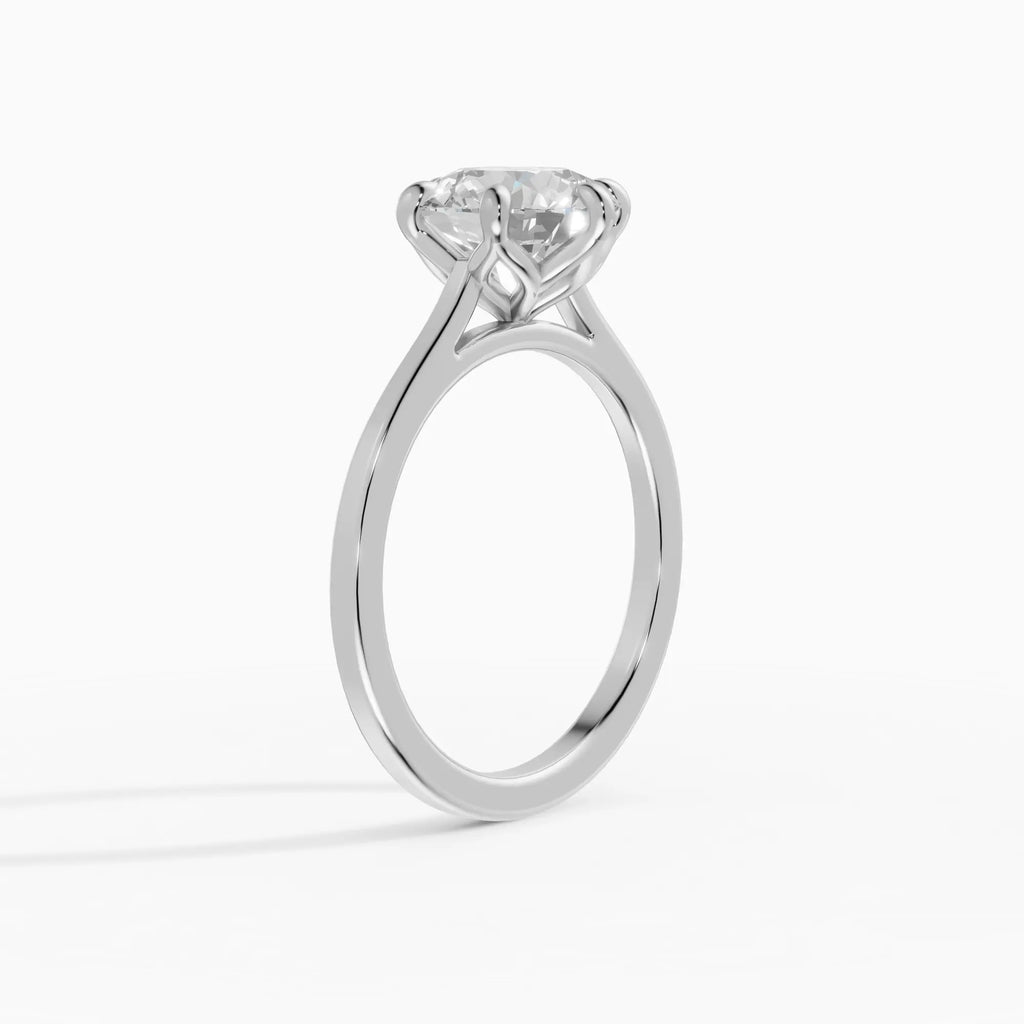 MAGNOLIA | Anillo solitario brillante engaste floral