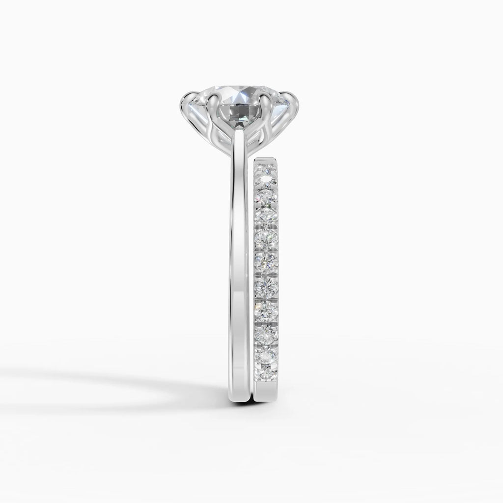 MAGNOLIA | Anillo solitario brillante engaste floral