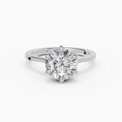 MAGNOLIA | Anillo solitario brillante engaste floral