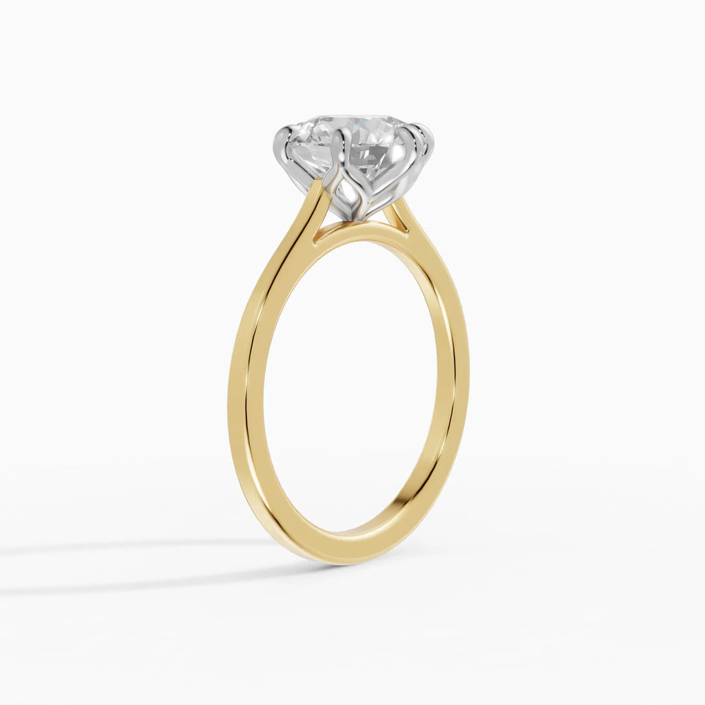 MAGNOLIA | Anillo solitario brillante engaste floral