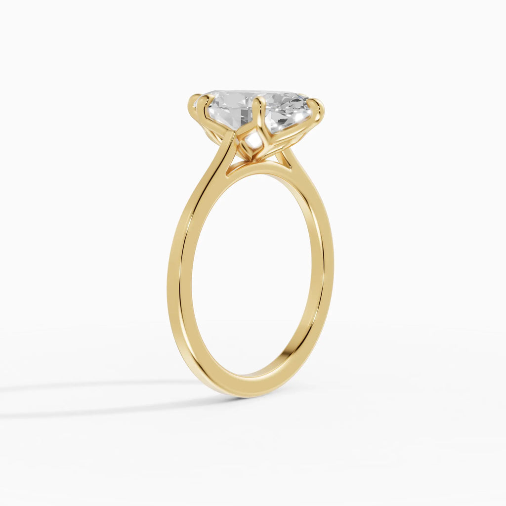 Anillo de compromiso MAGNOLIA marquesa solitario engaste floral en oro blanco - vista lateral