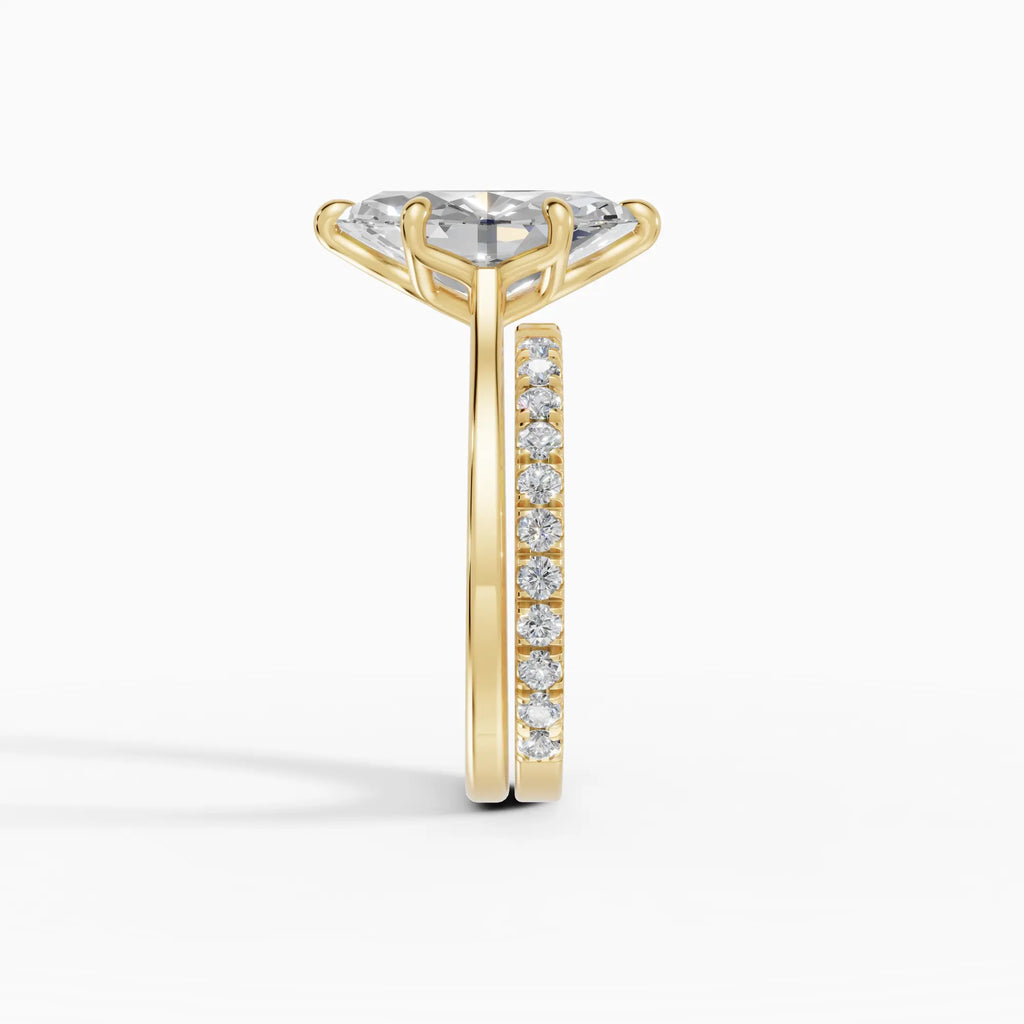 Anillo de compromiso MAGNOLIA marquesa solitario engaste floral en oro rosa 18k - vista superior