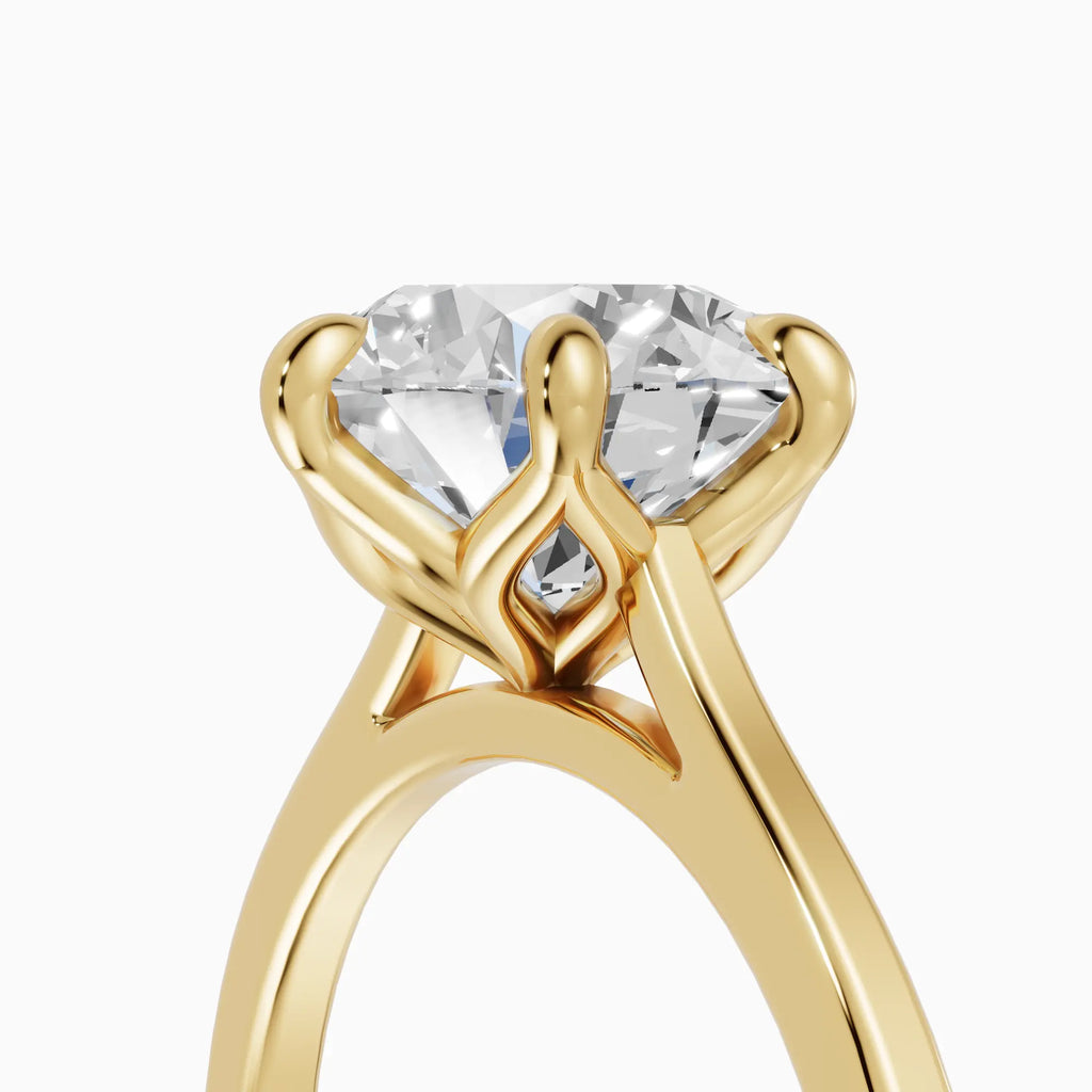 MAGNOLIA | Anillo solitario brillante engaste floral