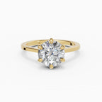 MAGNOLIA round brilliant floral setting solitaire engagement ring in 18k yellow gold
